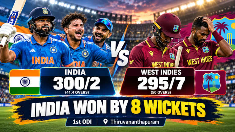 India beat West Indies by 8 wickets in 1st ODI as Virat Kohli scored 139 and Shubman Gill made 110
